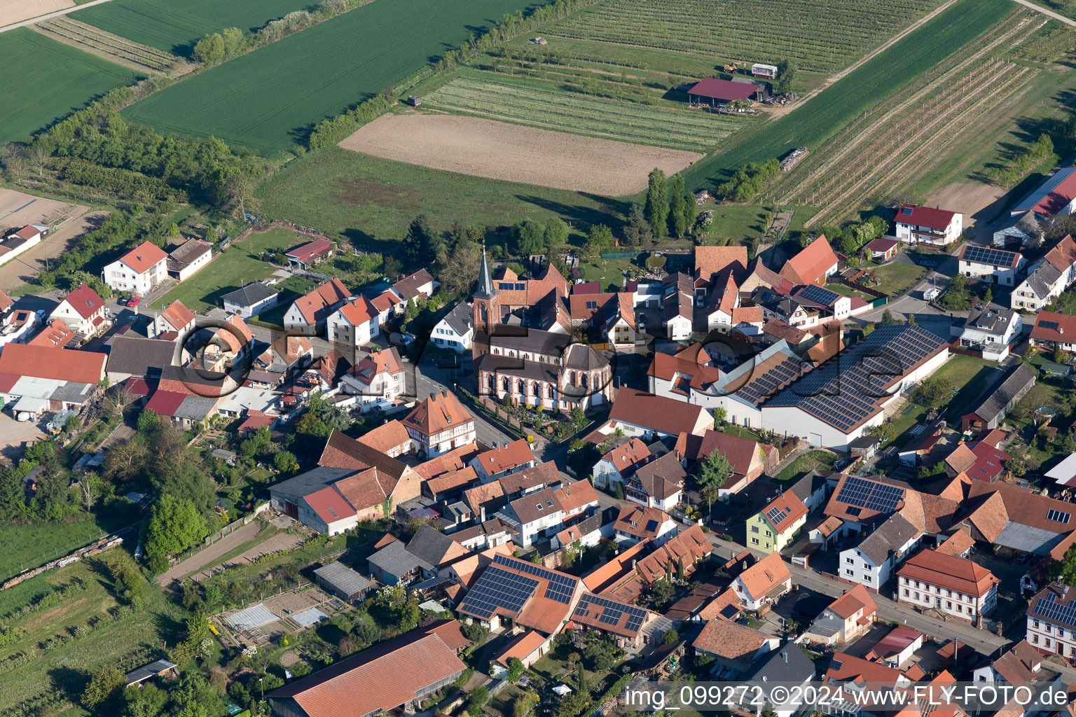 Schweighofen in the state Rhineland-Palatinate, Germany viewn from the air