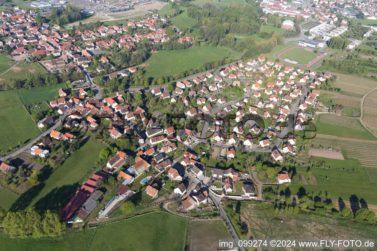 Aerial photograpy of District Altenstadt in Wissembourg in the state Bas-Rhin, France