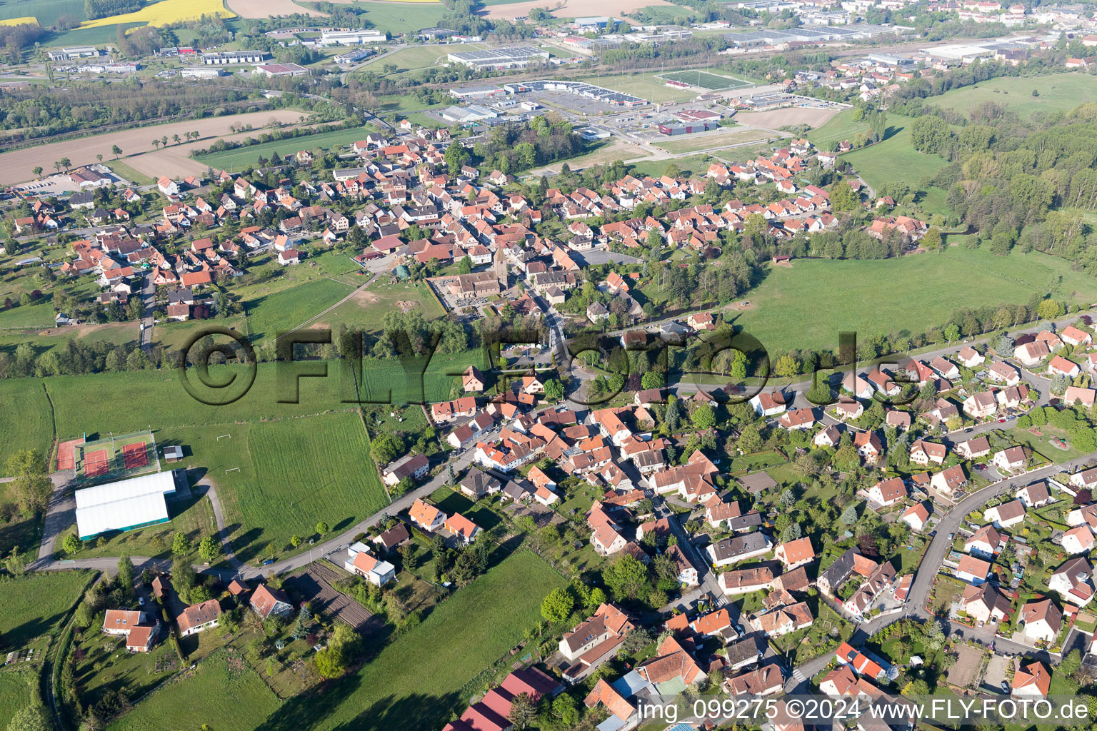 Altenstadt in the state Bas-Rhin, France from the plane