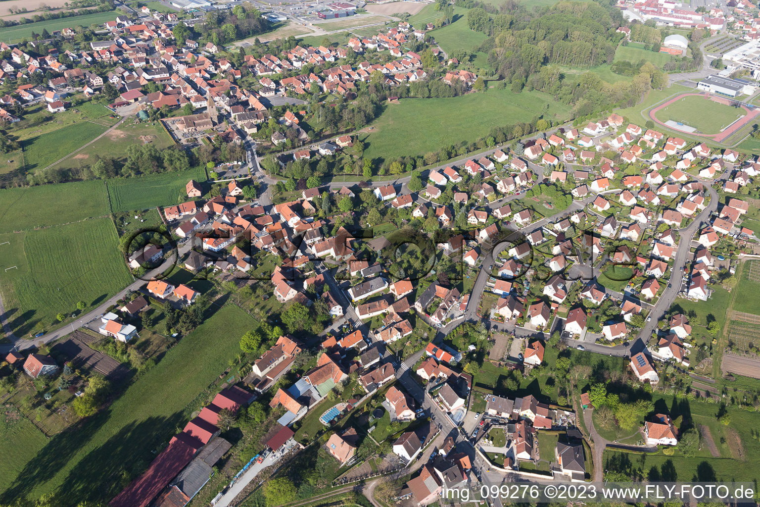 Bird's eye view of Altenstadt in the state Bas-Rhin, France