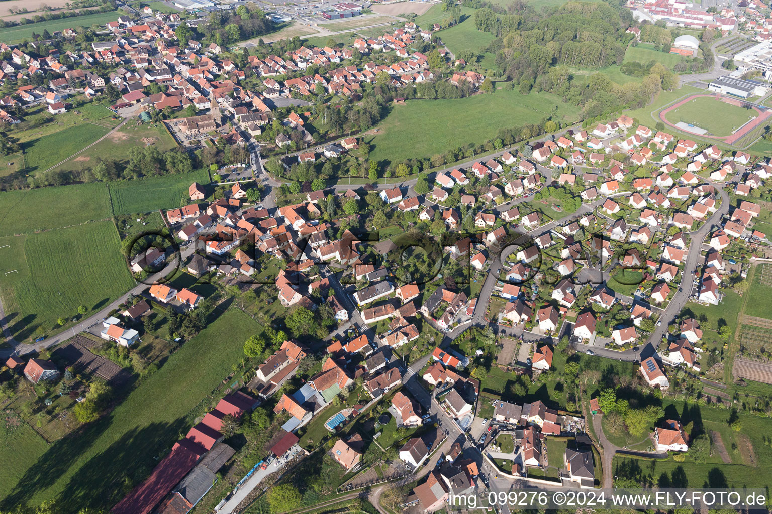 District Altenstadt in Wissembourg in the state Bas-Rhin, France from above