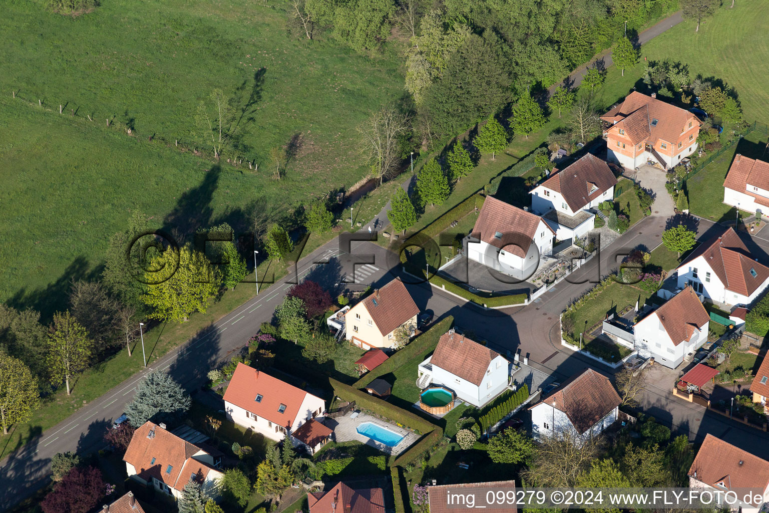 District Altenstadt in Wissembourg in the state Bas-Rhin, France from the plane