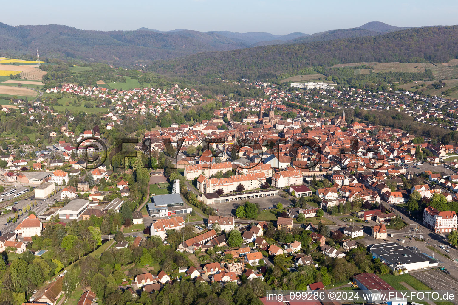 Aerial view of Hoche Barracks in Wissembourg in the state Bas-Rhin, France