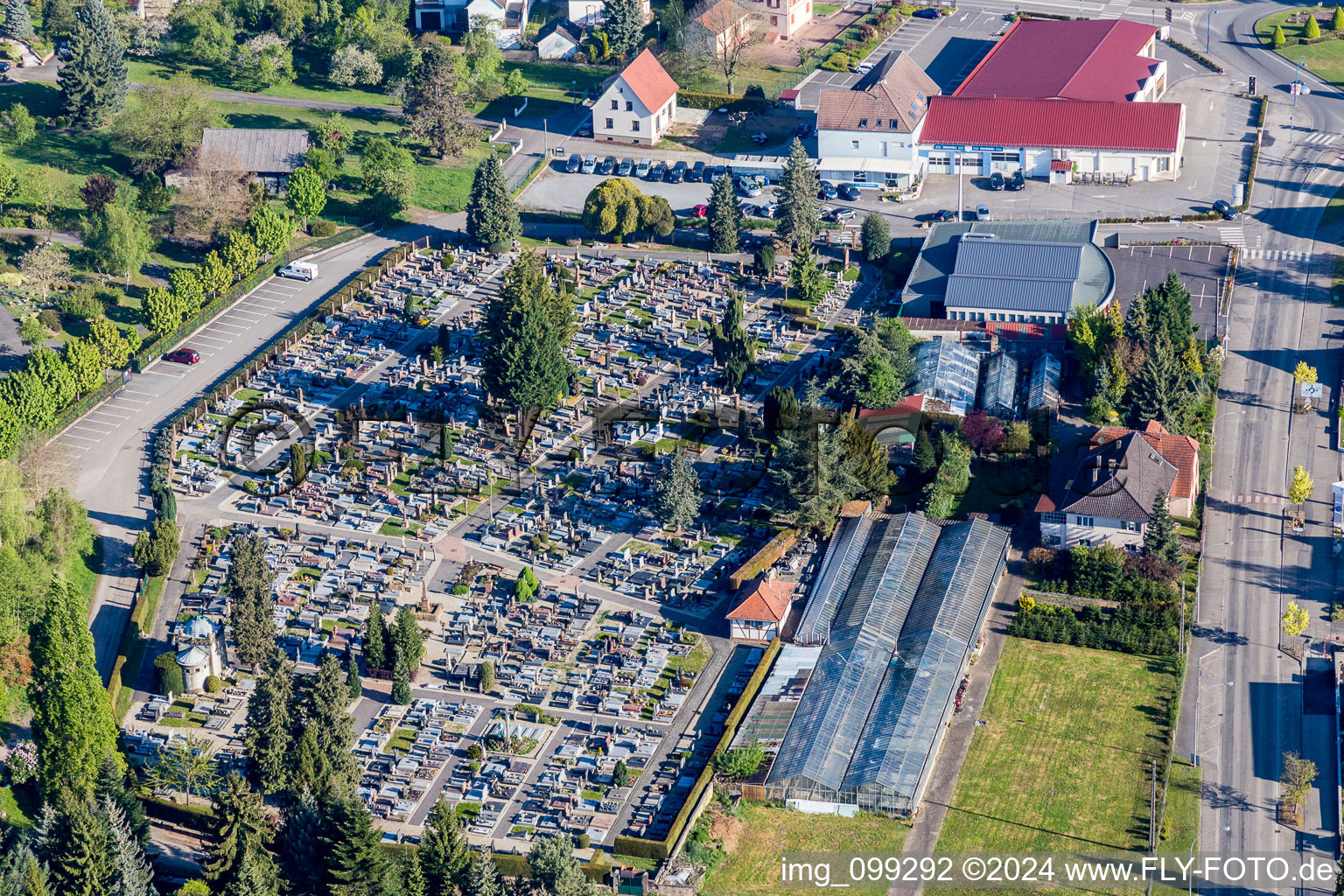 Grave rows on the grounds of the cemetery in Wissembourg in Grand Est, France