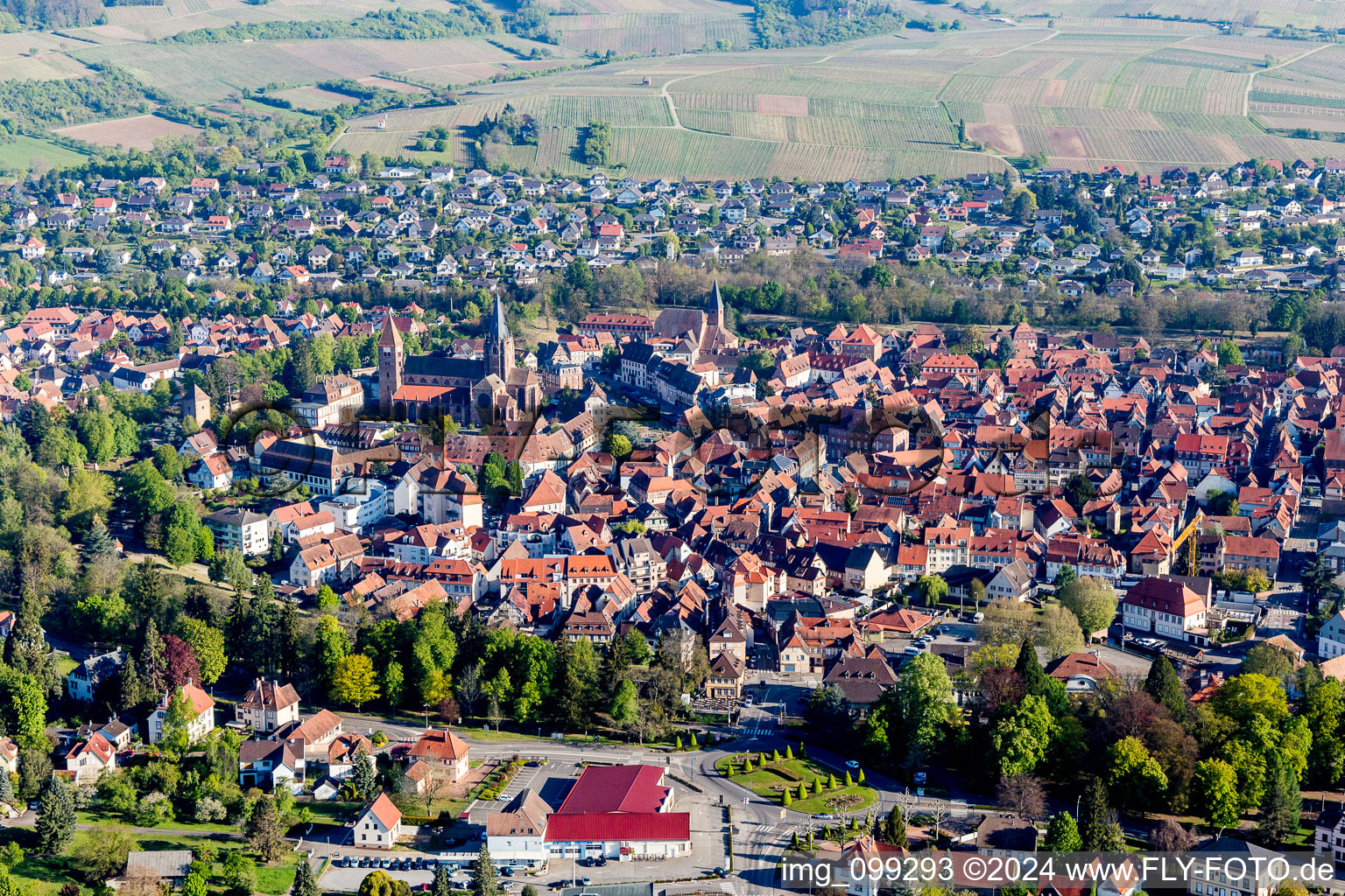 Wissembourg in the state Bas-Rhin, France from the plane