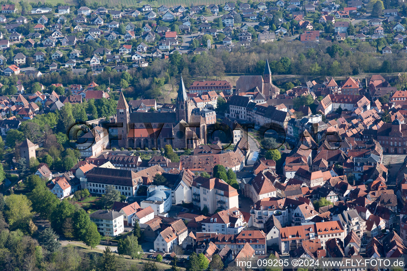 Wissembourg in the state Bas-Rhin, France viewn from the air