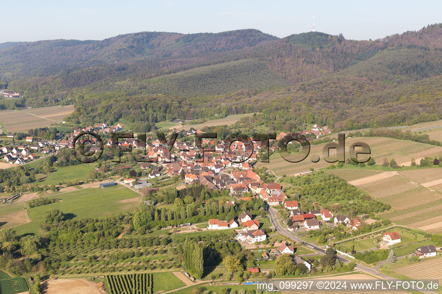 Drone image of Rott in the state Bas-Rhin, France