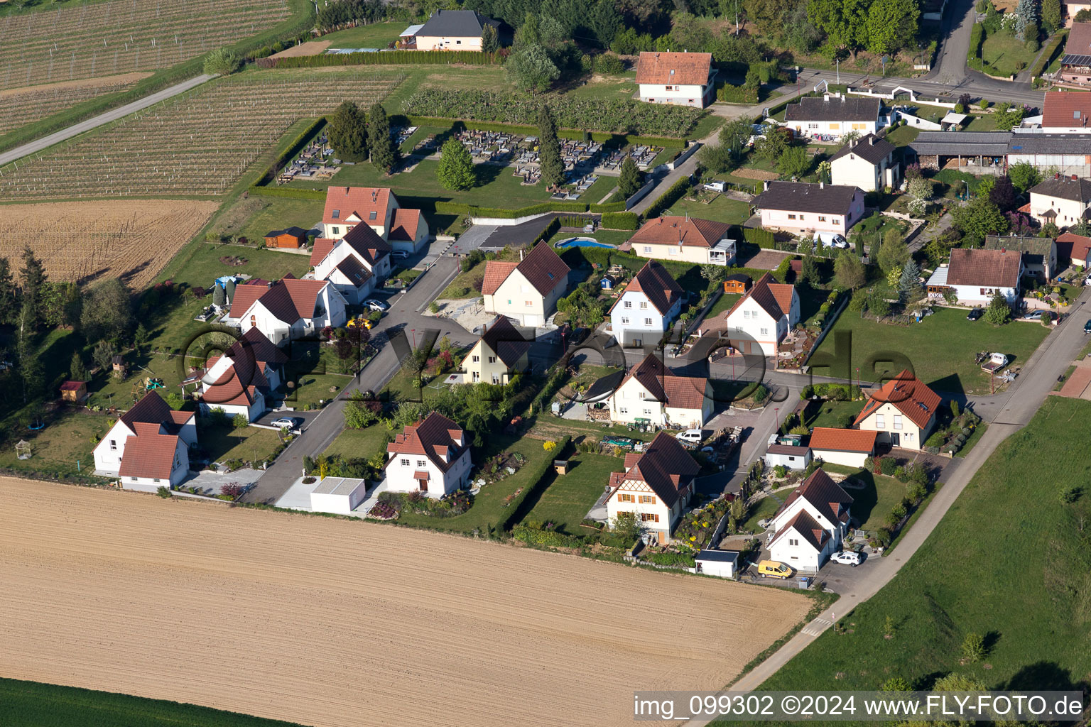 Aerial view of Rott in the state Bas-Rhin, France