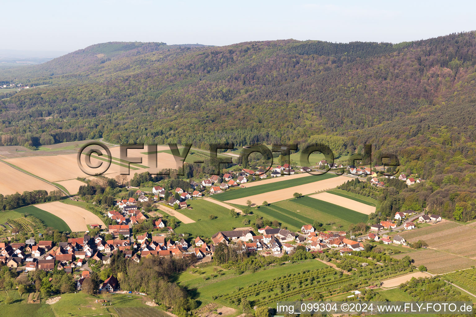 Bird's eye view of Cleebourg in the state Bas-Rhin, France