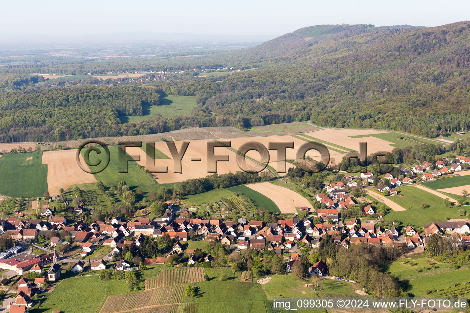 Cleebourg in the state Bas-Rhin, France viewn from the air