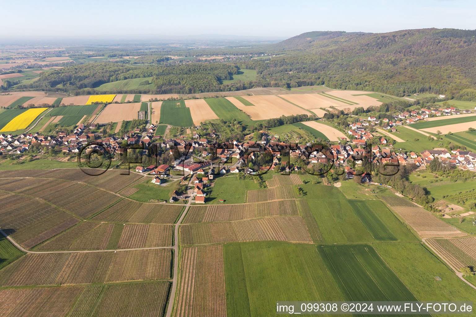 Cleebourg in the state Bas-Rhin, France from the drone perspective