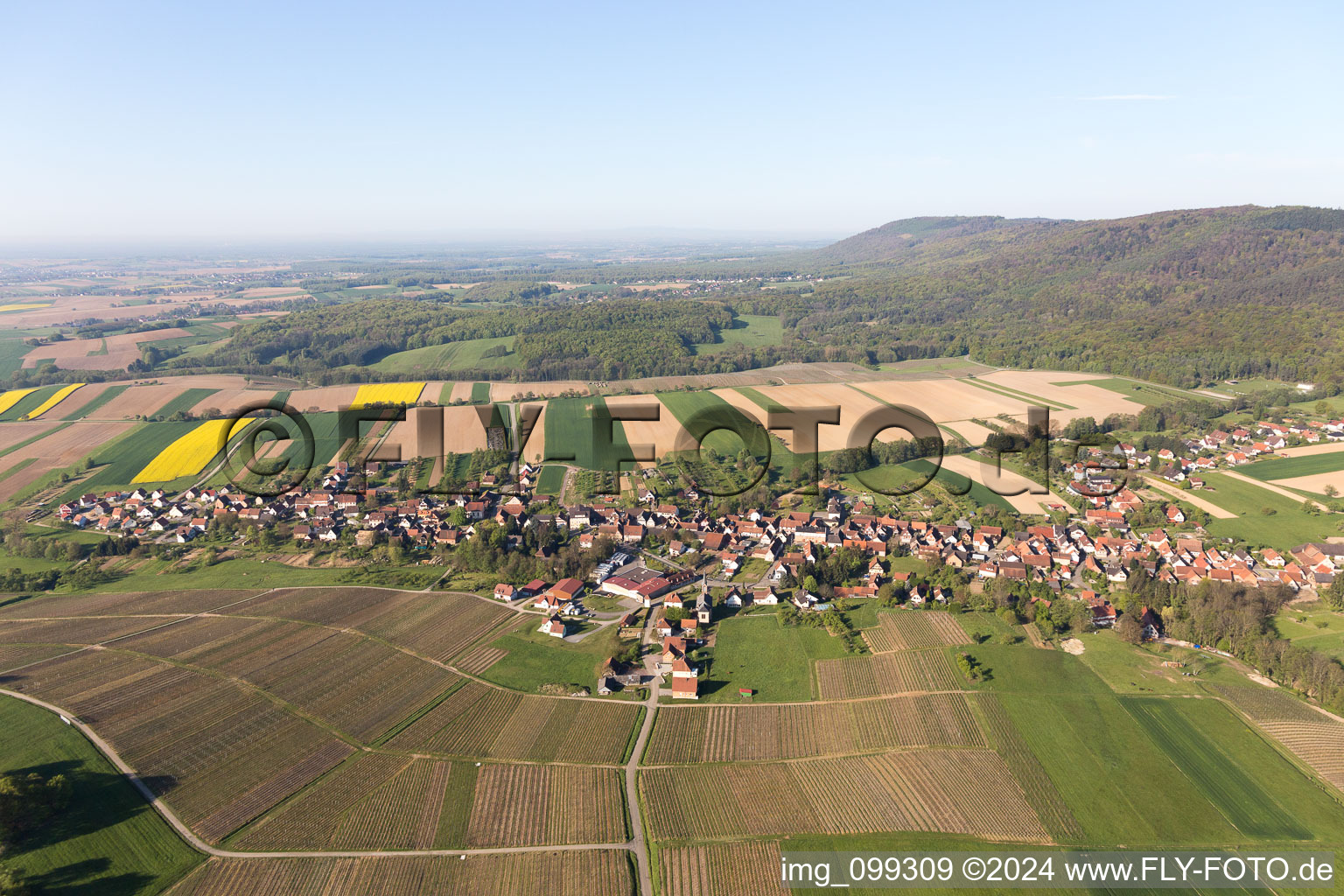 Cleebourg in the state Bas-Rhin, France from a drone