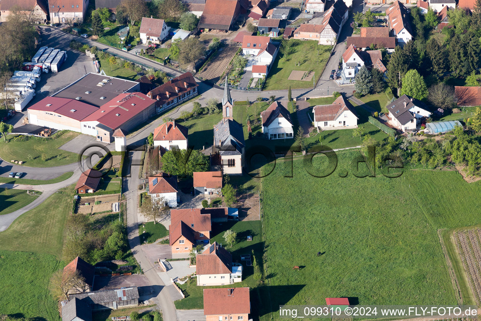 Cleebourg in the state Bas-Rhin, France seen from a drone