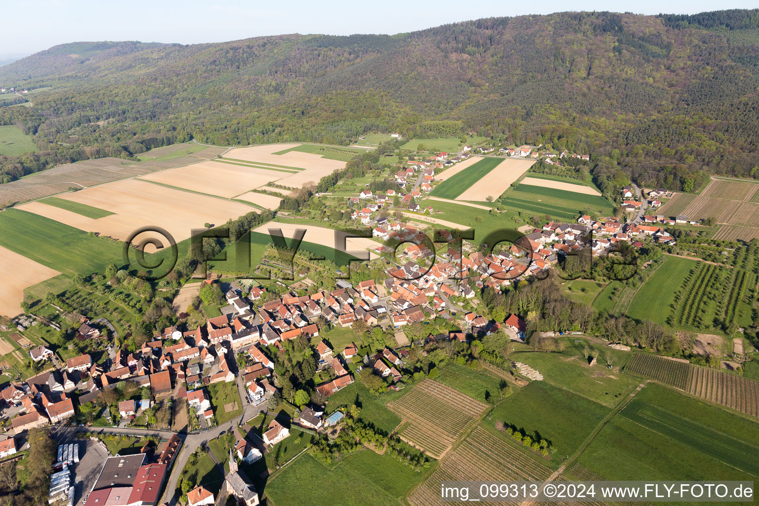 Aerial photograpy of Cleebourg in the state Bas-Rhin, France