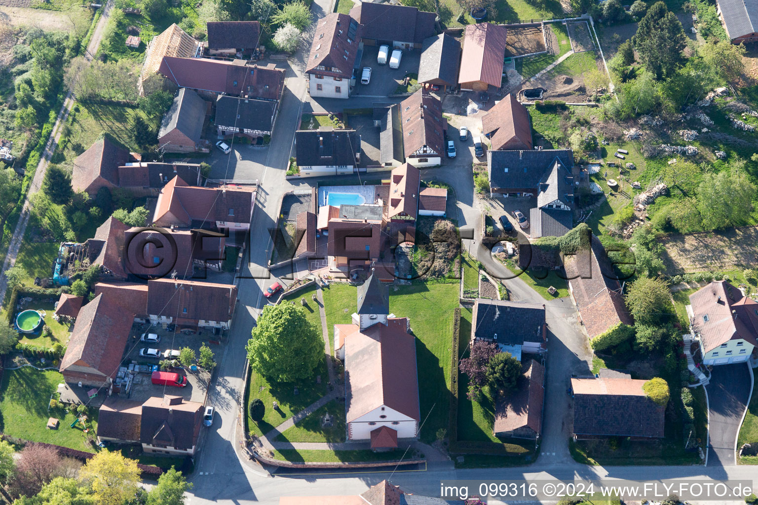 Cleebourg in the state Bas-Rhin, France from above