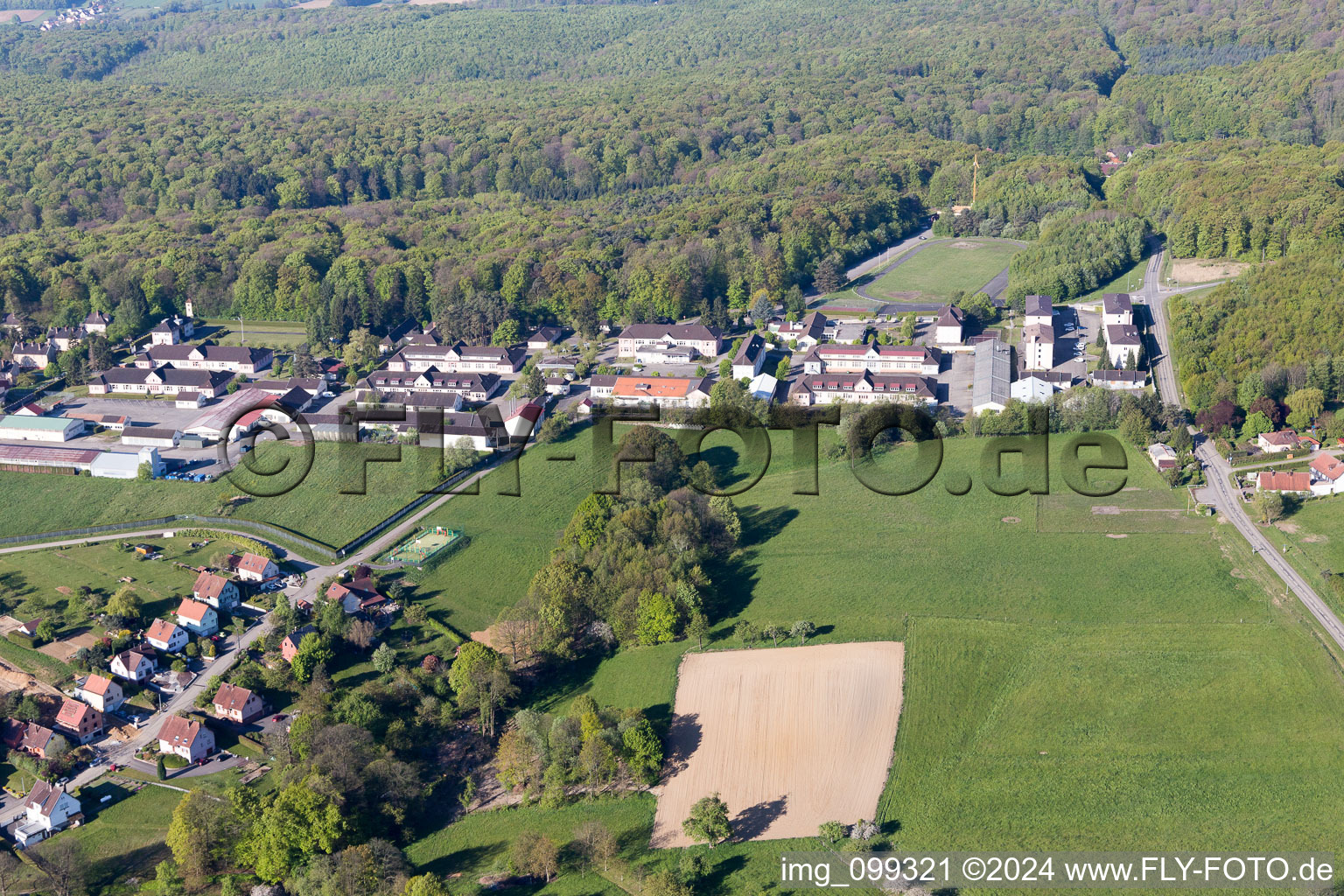 Drachenbronn-Birlenbach in the state Bas-Rhin, France seen from above