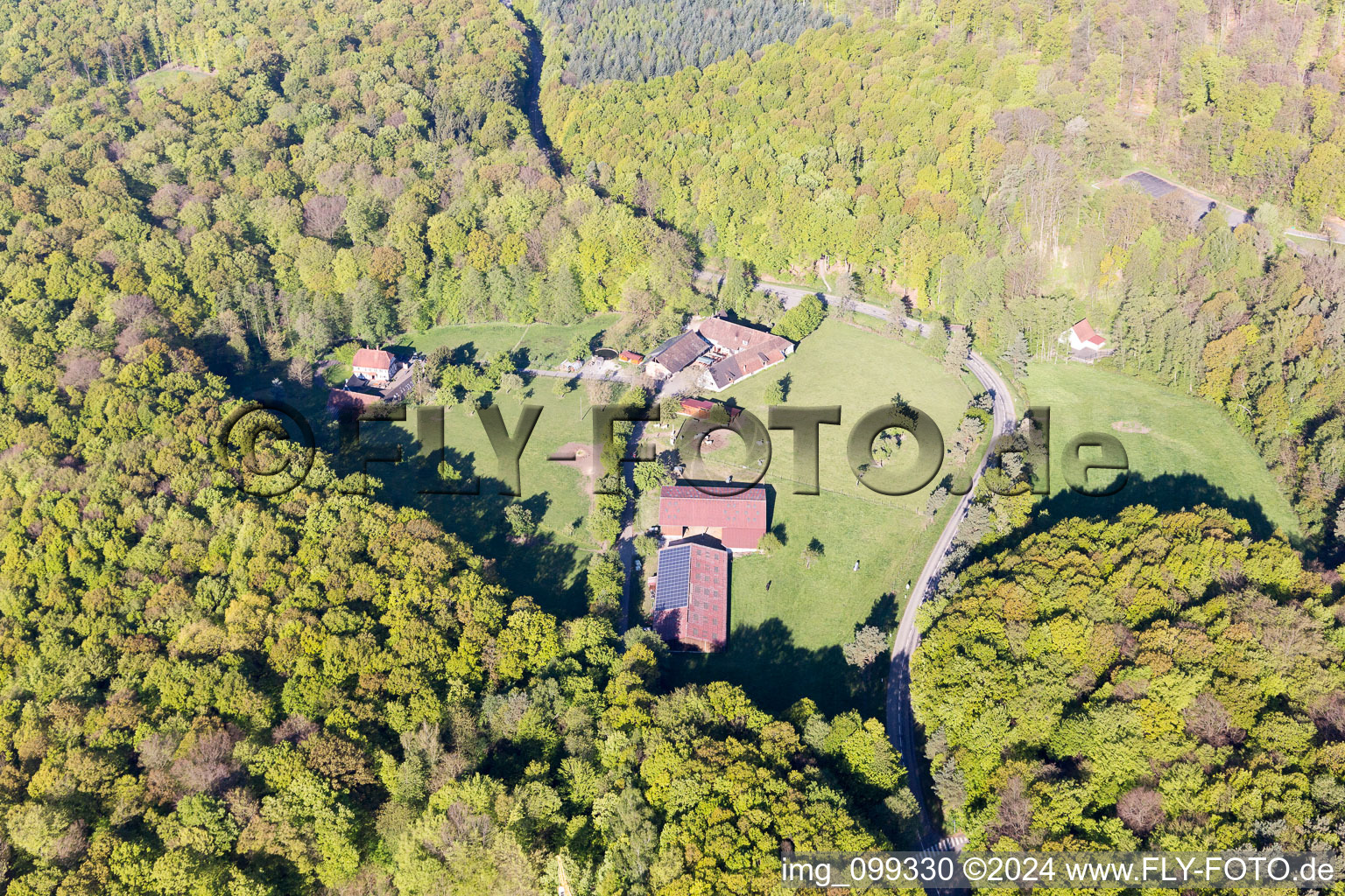 Drachenbronn-Birlenbach in the state Bas-Rhin, France from a drone