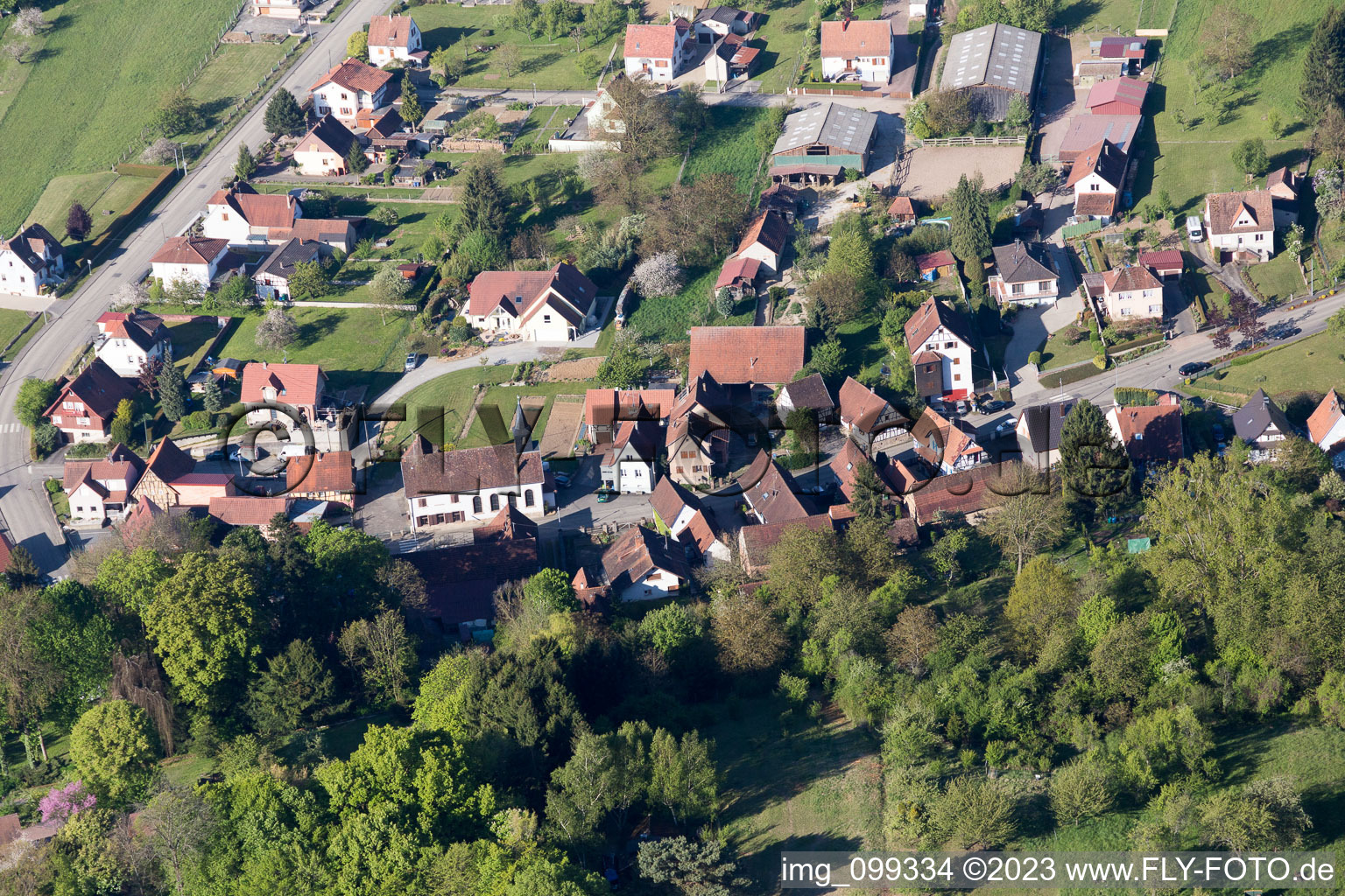 Aerial view of Lobsann in the state Bas-Rhin, France