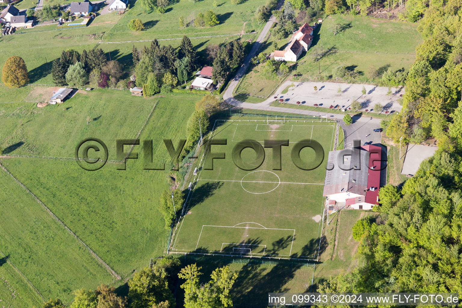 Lampertsloch in the state Bas-Rhin, France from the drone perspective