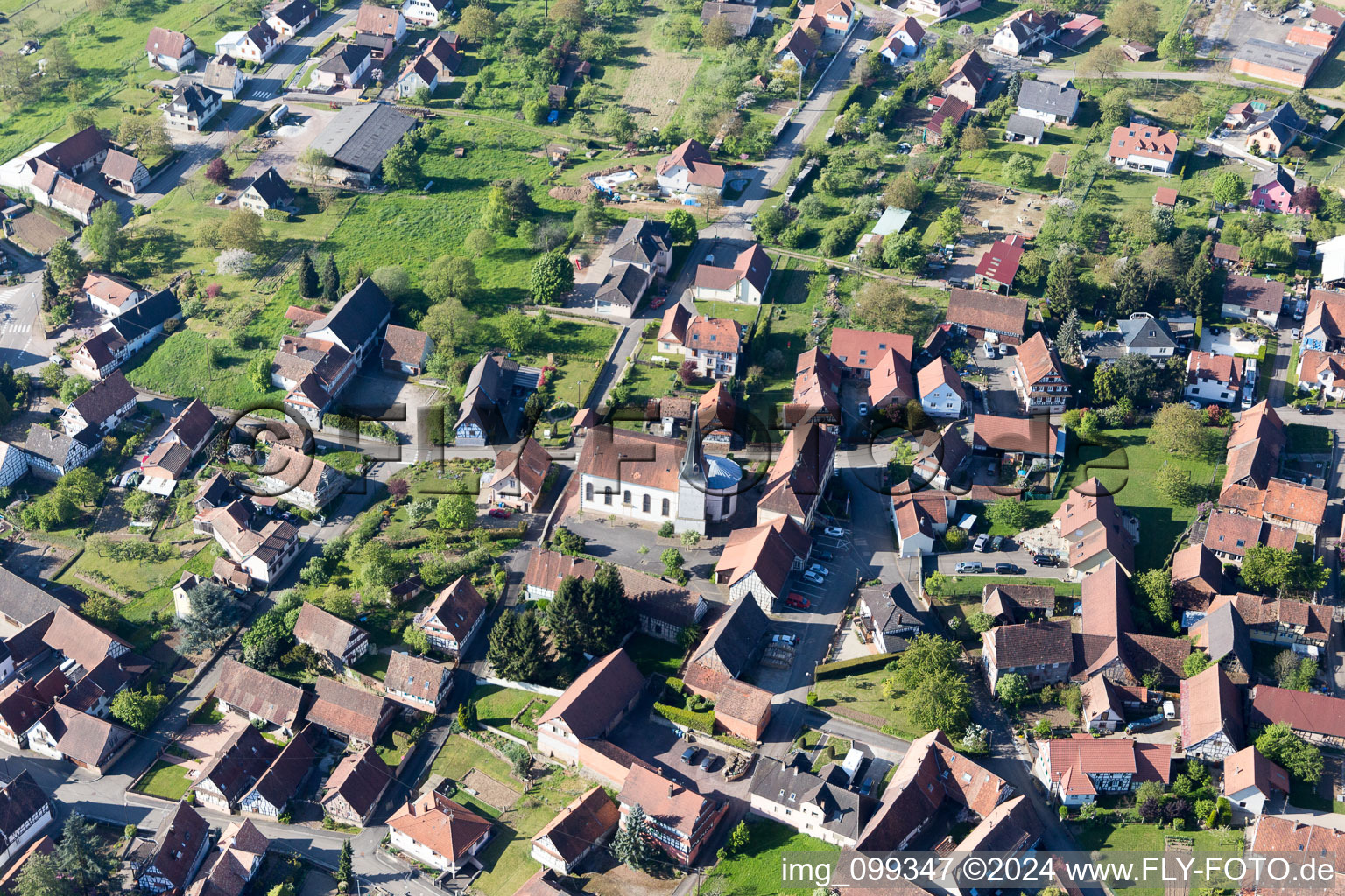 Aerial photograpy of Lampertsloch in the state Bas-Rhin, France