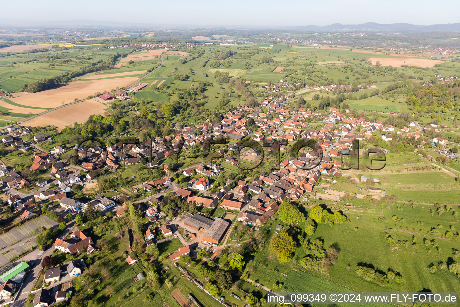 Town View of the streets and houses of the residential areas in Preuschdorf in Grand Est, France