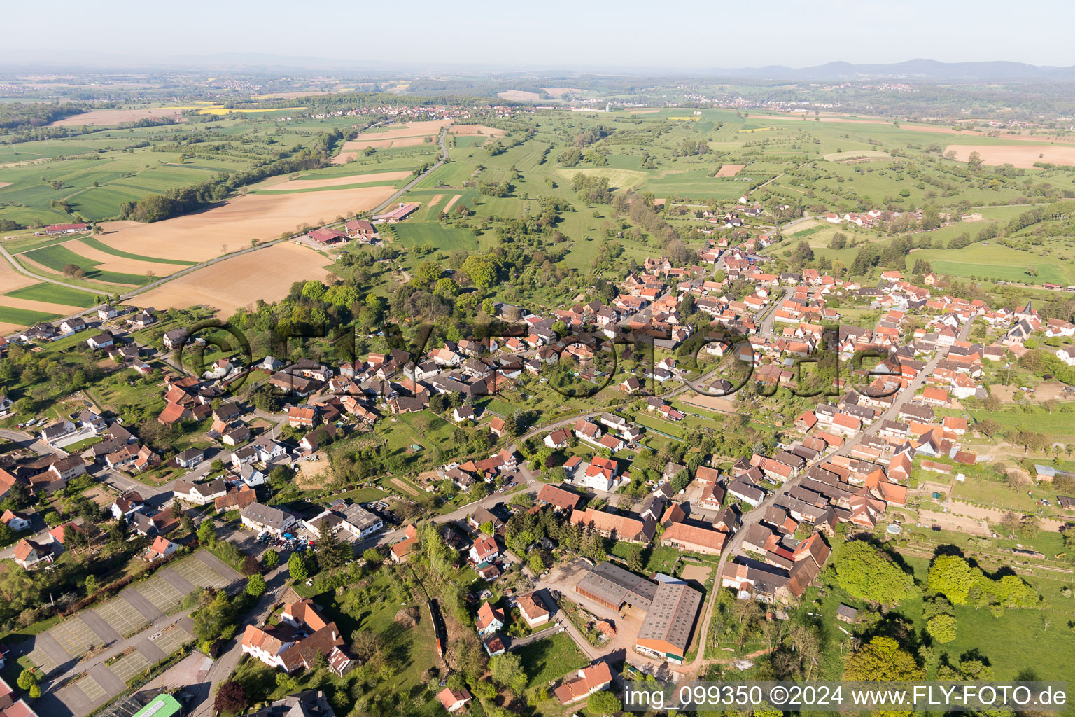 Drone recording of Preuschdorf in the state Bas-Rhin, France