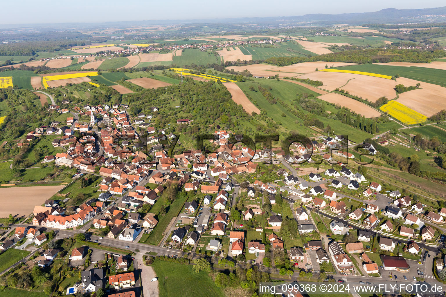 Village view in Morsbronn-les-Bains in the state Bas-Rhin, France