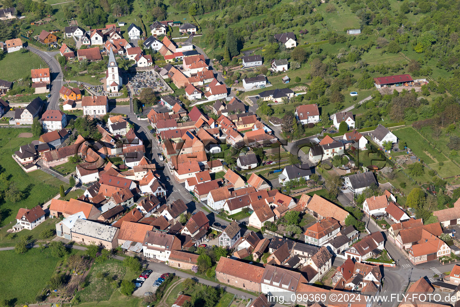 Aerial photograpy of Morsbronn-les-Bains in the state Bas-Rhin, France