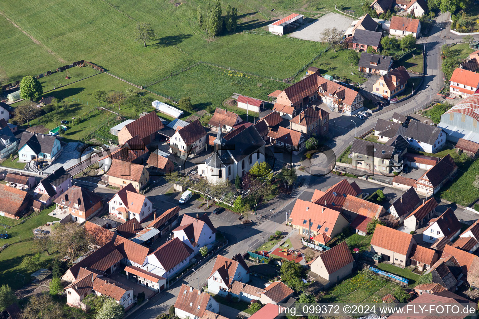 Aerial view of Hegeney in the state Bas-Rhin, France