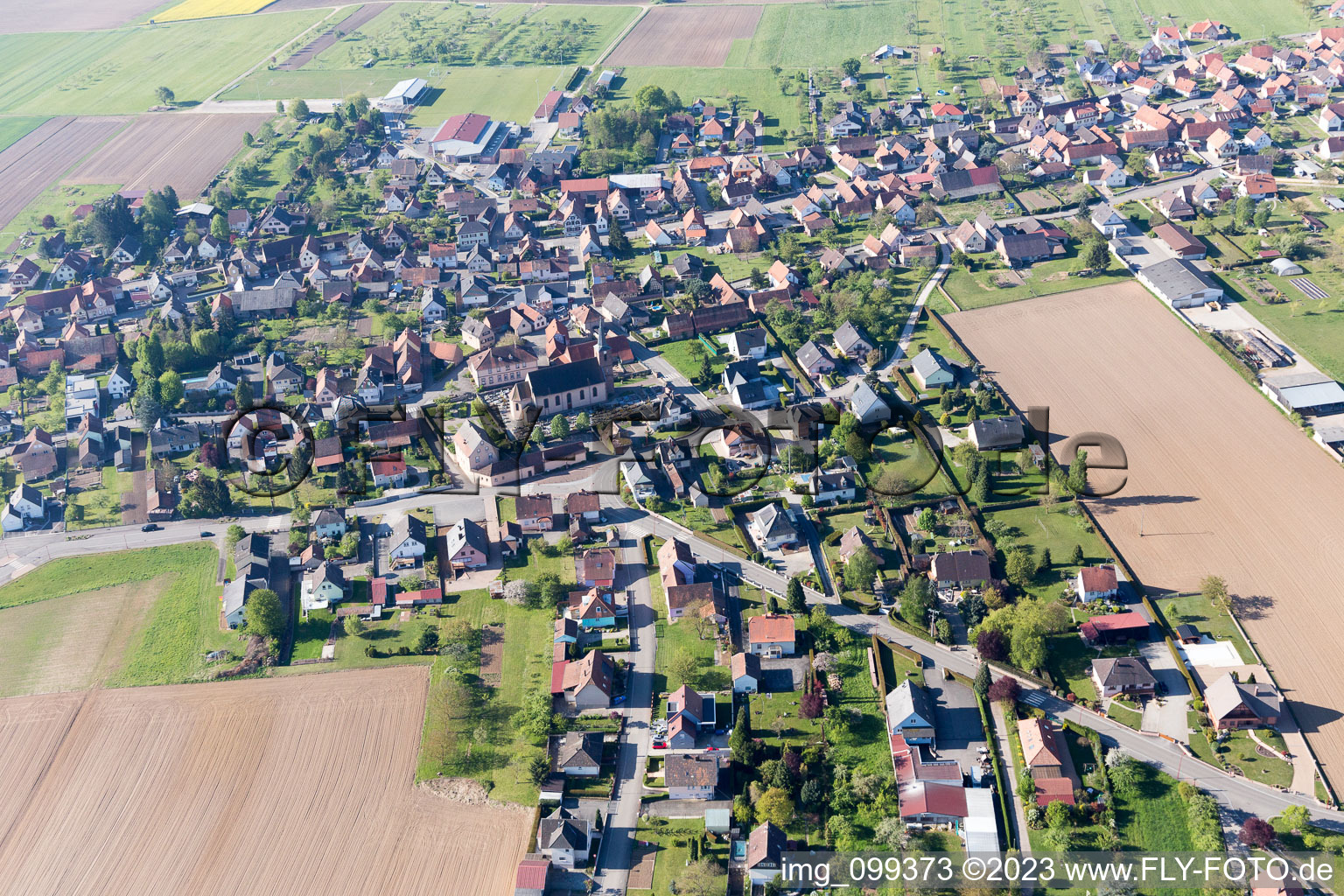 Bird's eye view of Eschbach in the state Bas-Rhin, France