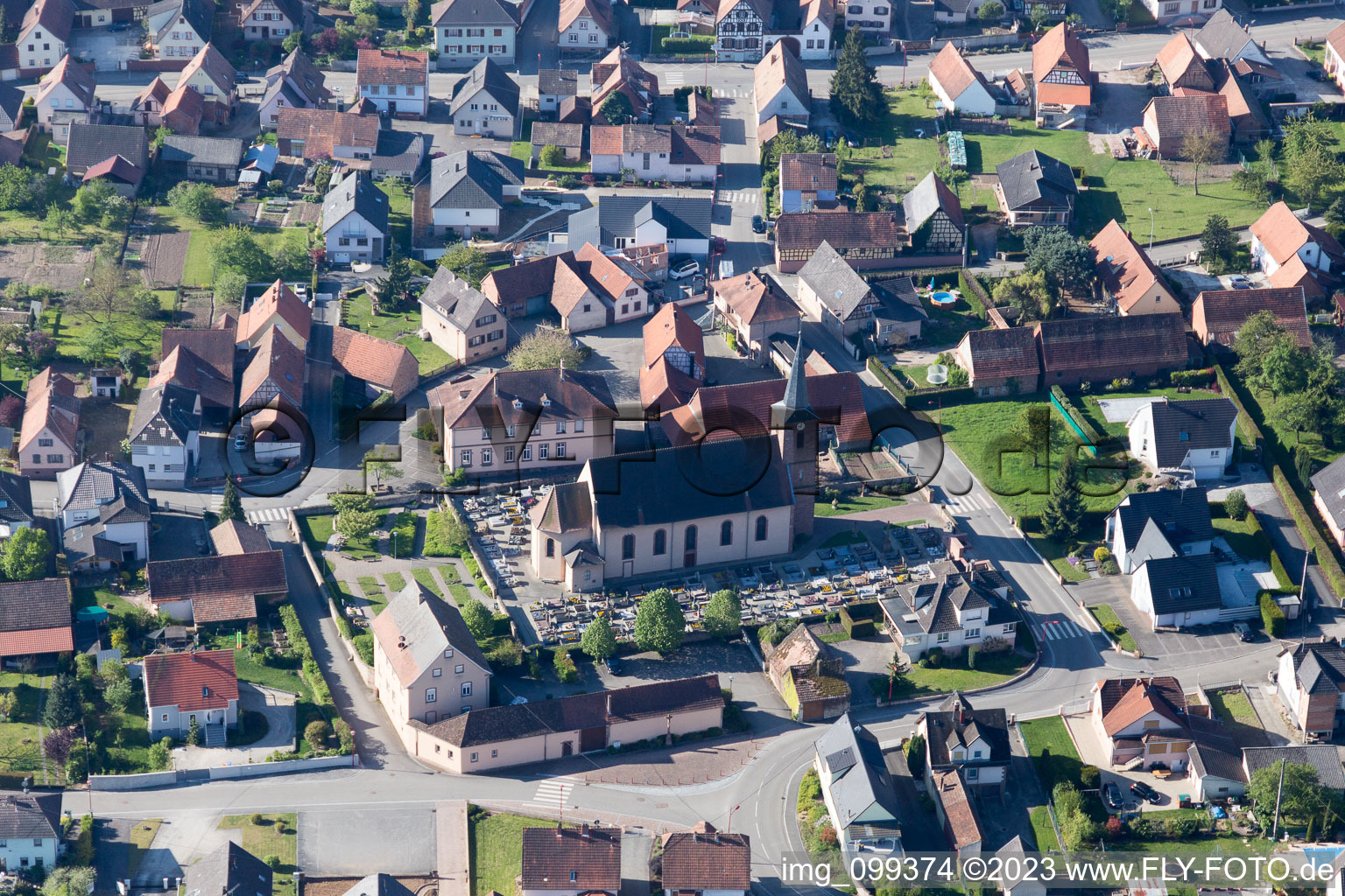 Bird's eye view of Eschbach in the state Bas-Rhin, France