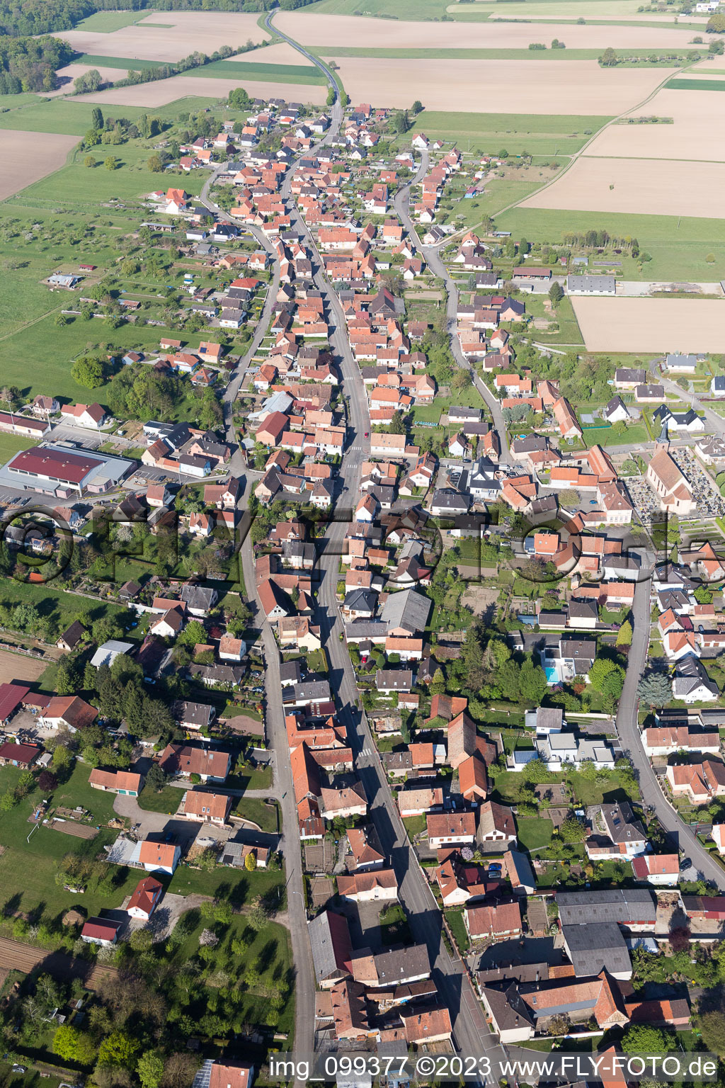 Drone image of Eschbach in the state Bas-Rhin, France