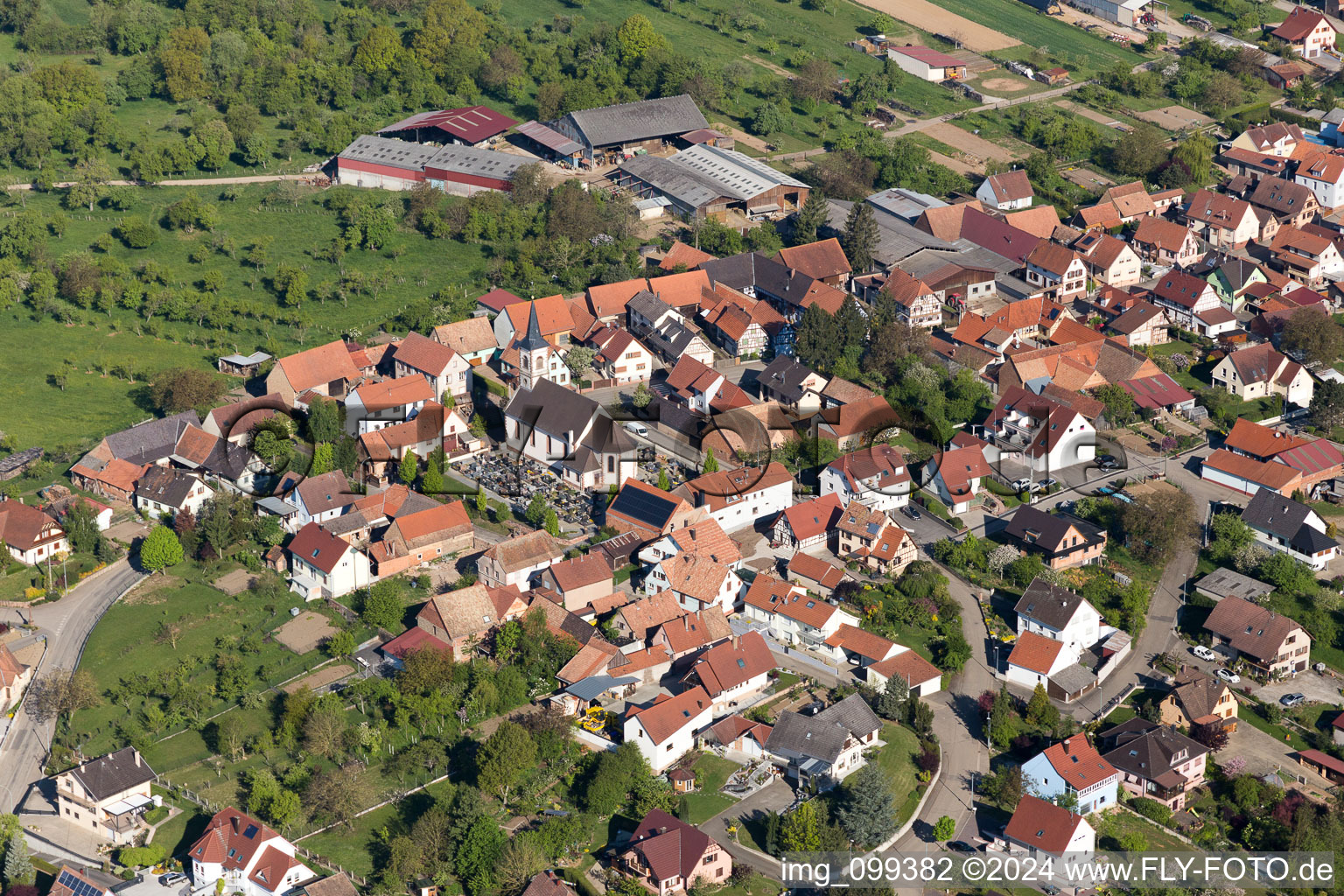 Aerial photograpy of Forstheim in the state Bas-Rhin, France