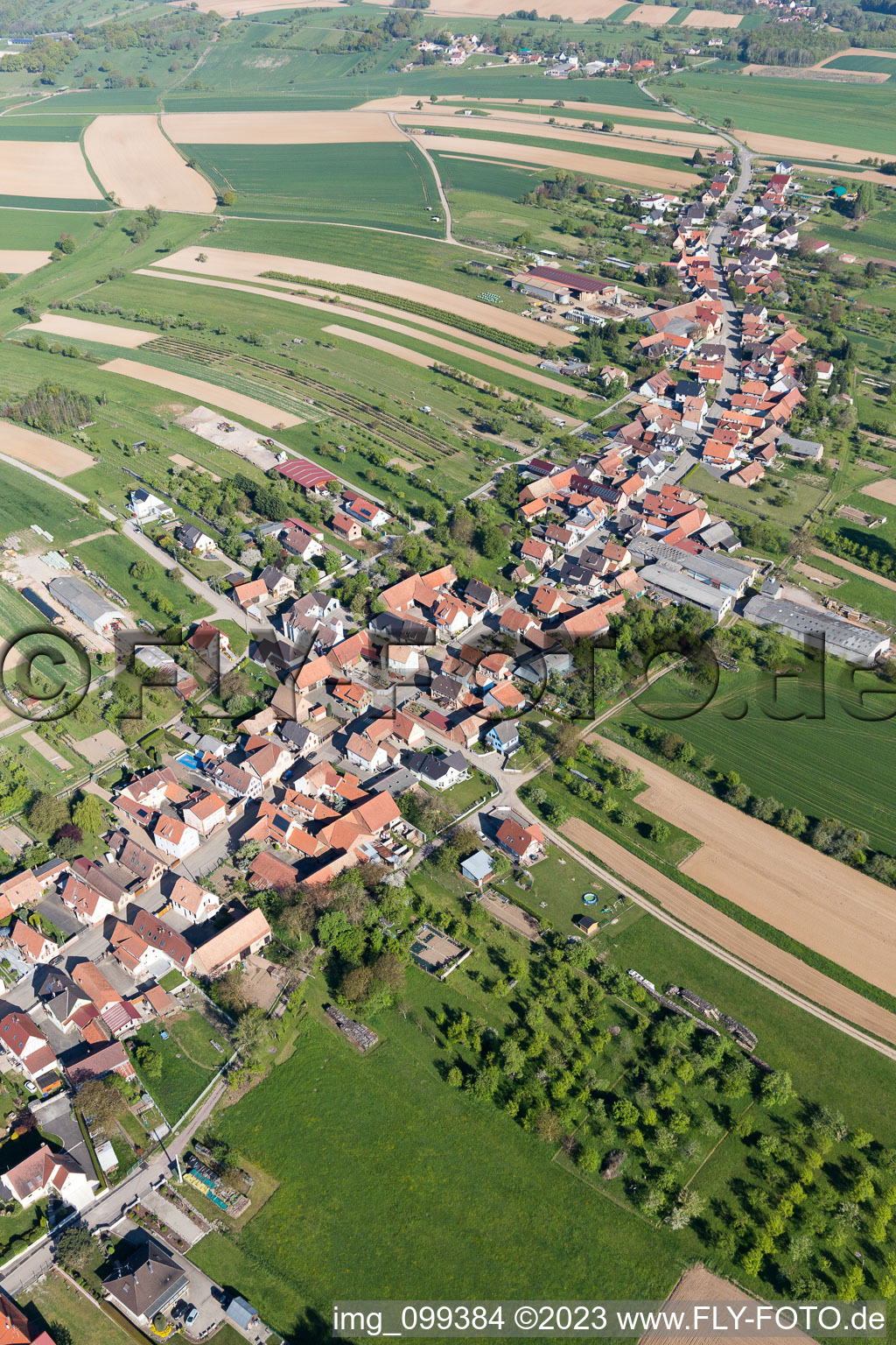 Forstheim in the state Bas-Rhin, France from above