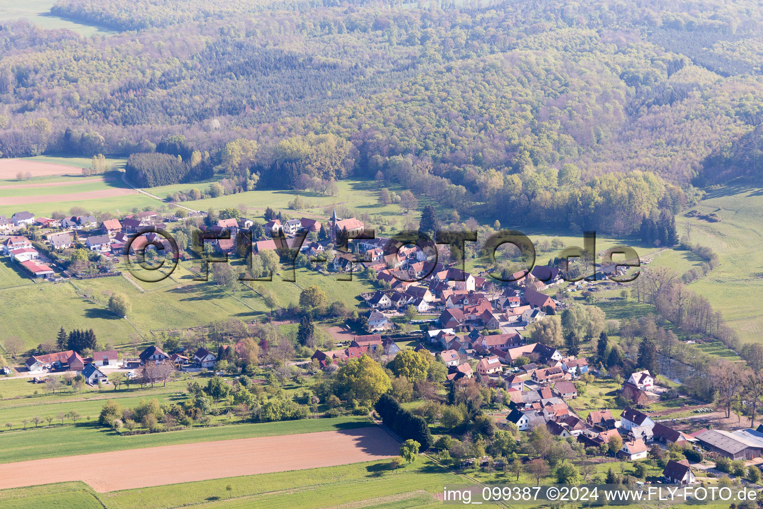 Forstheim in the state Bas-Rhin, France seen from above