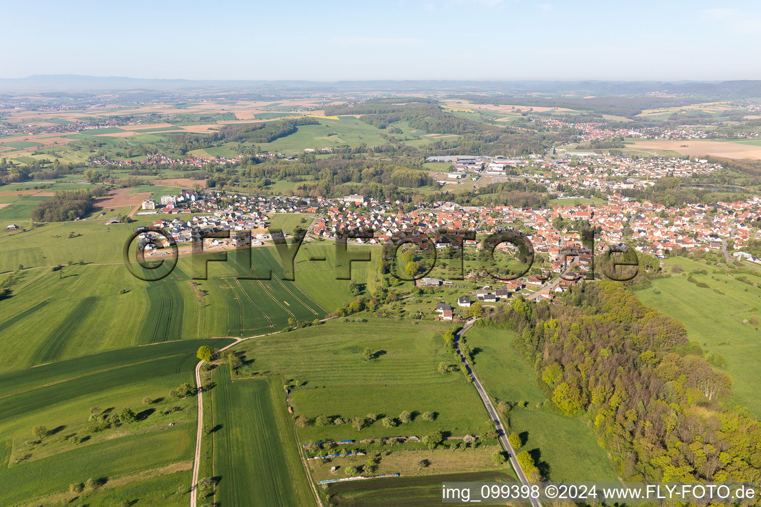 Aerial view of Gundershoffen in the state Bas-Rhin, France