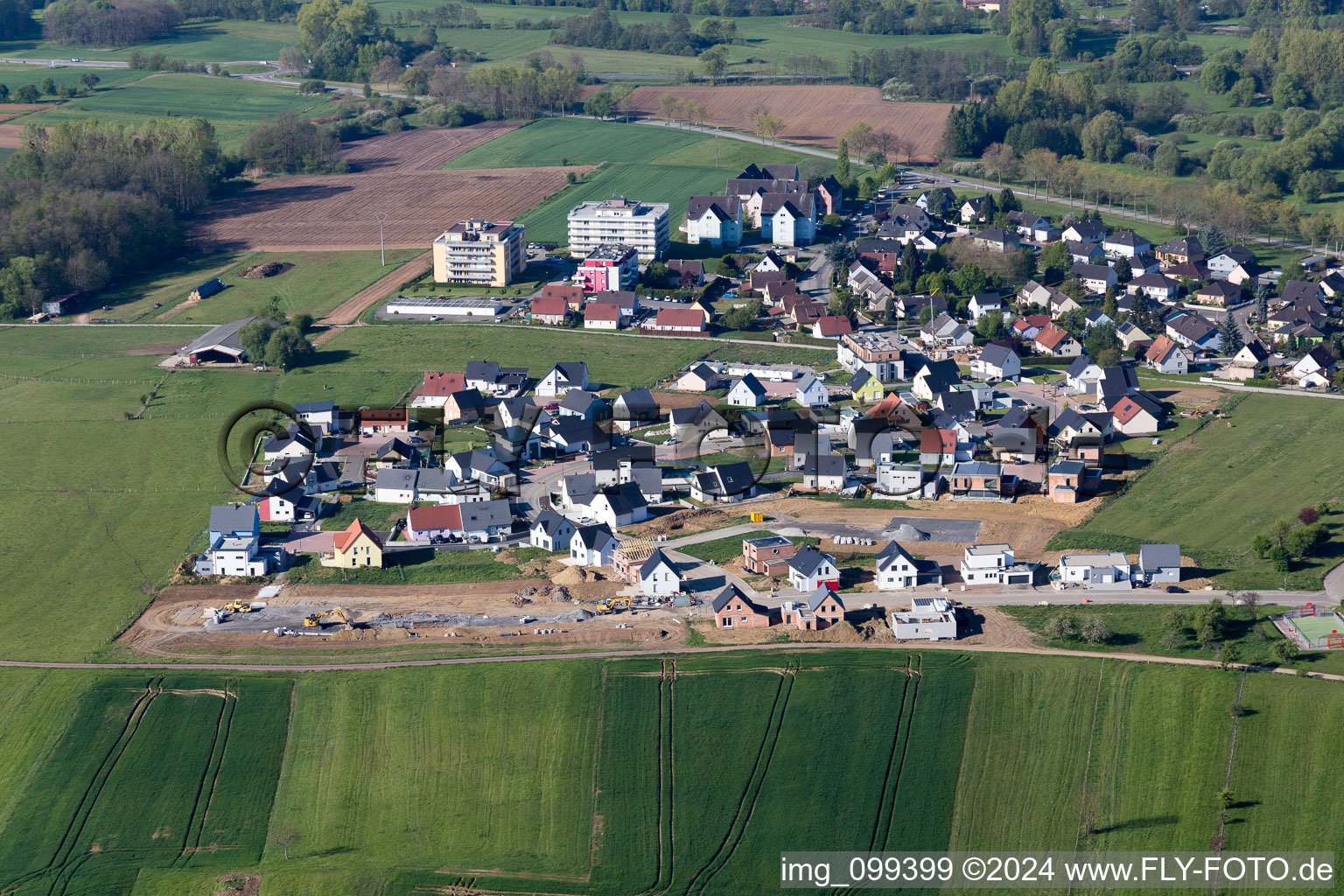 Aerial photograpy of Gundershoffen in the state Bas-Rhin, France