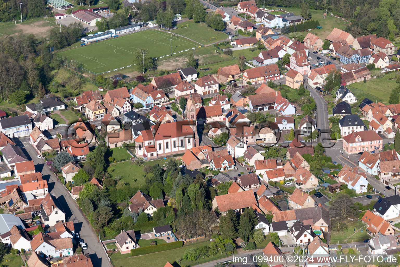 Oblique view of Gundershoffen in the state Bas-Rhin, France