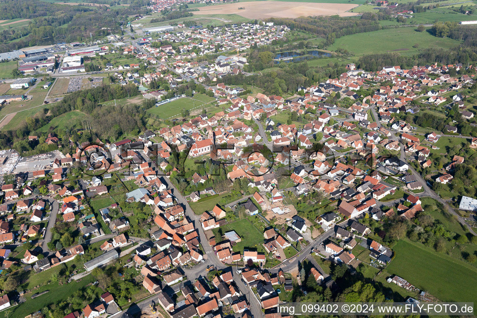 Gundershoffen in the state Bas-Rhin, France out of the air