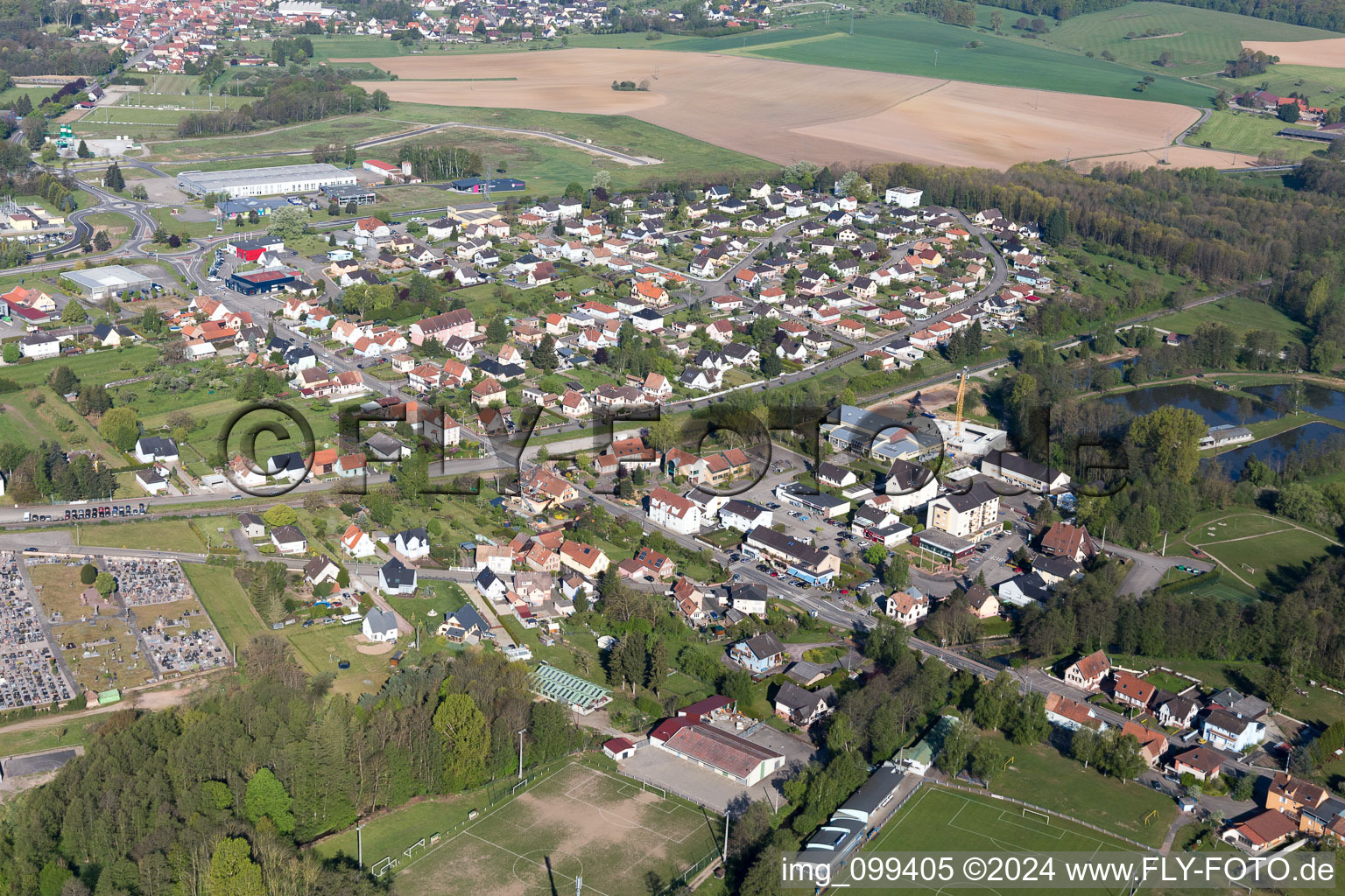 Gundershoffen in the state Bas-Rhin, France from the plane