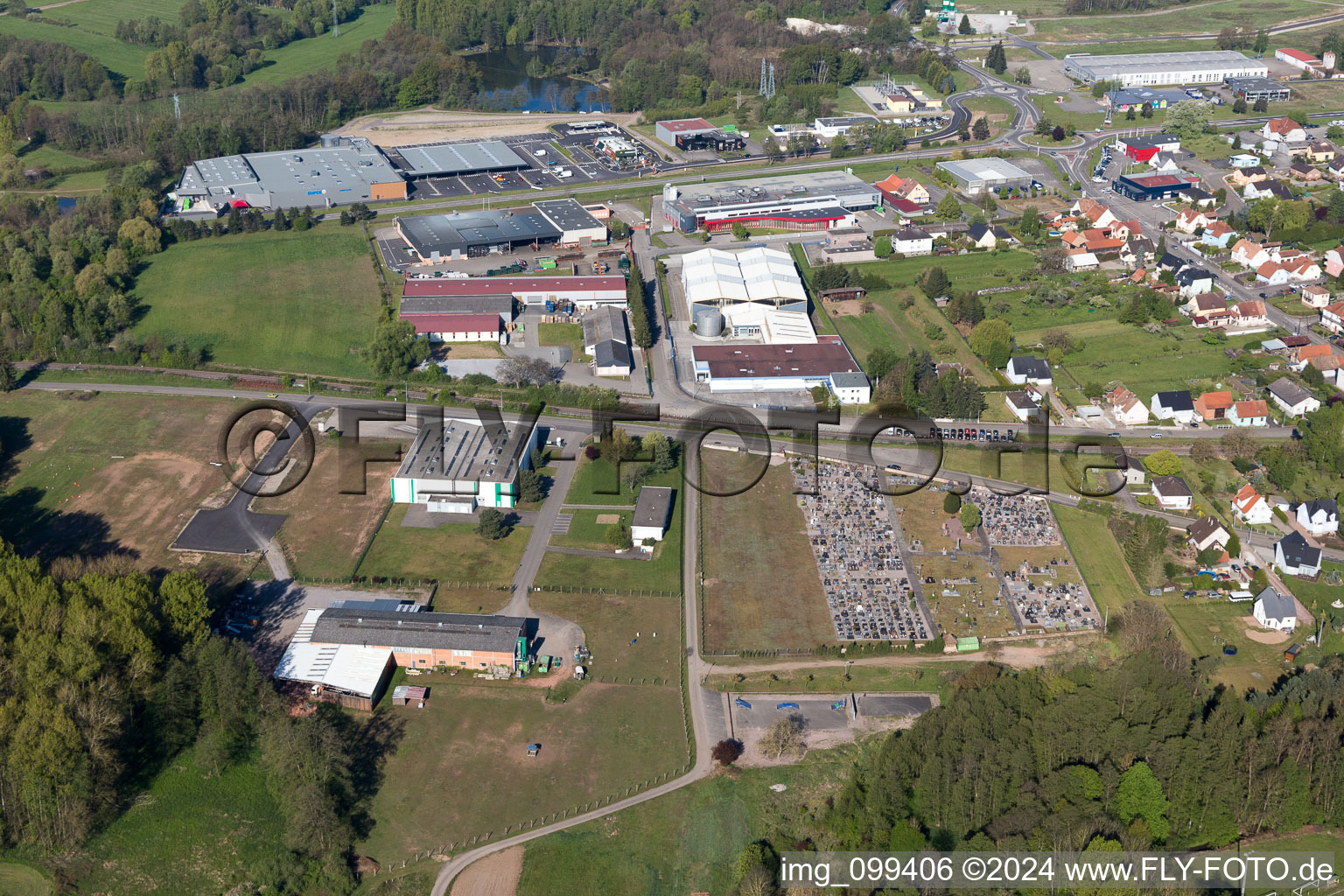 Bird's eye view of Gundershoffen in the state Bas-Rhin, France