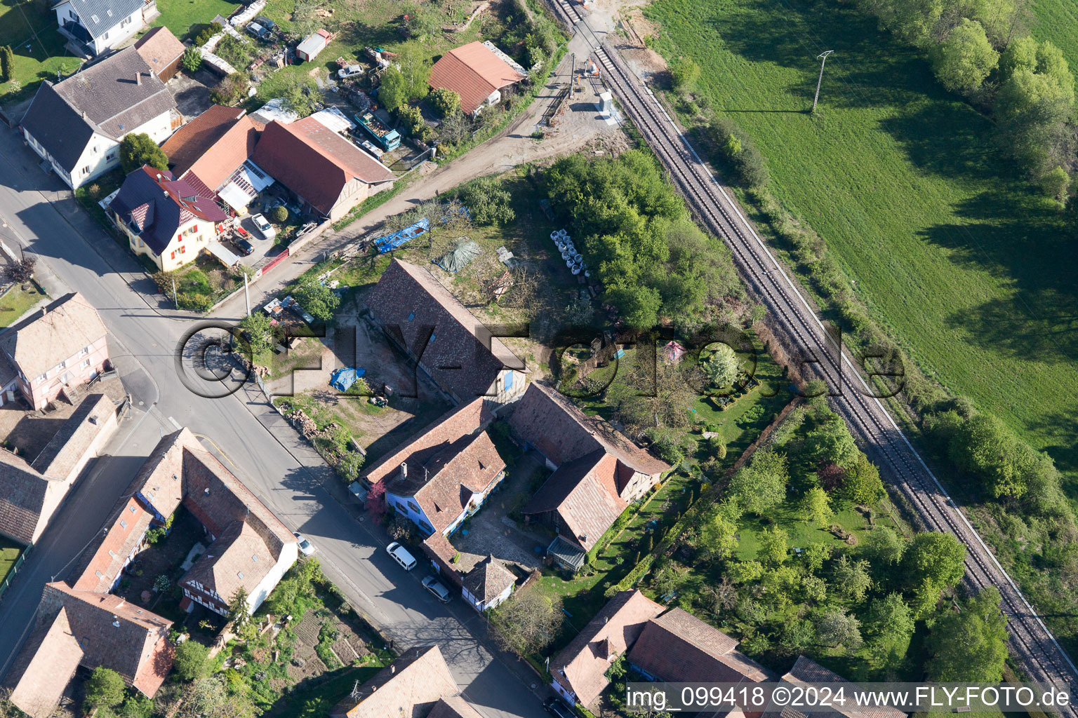 Bird's eye view of Uttenhoffen in the state Bas-Rhin, France