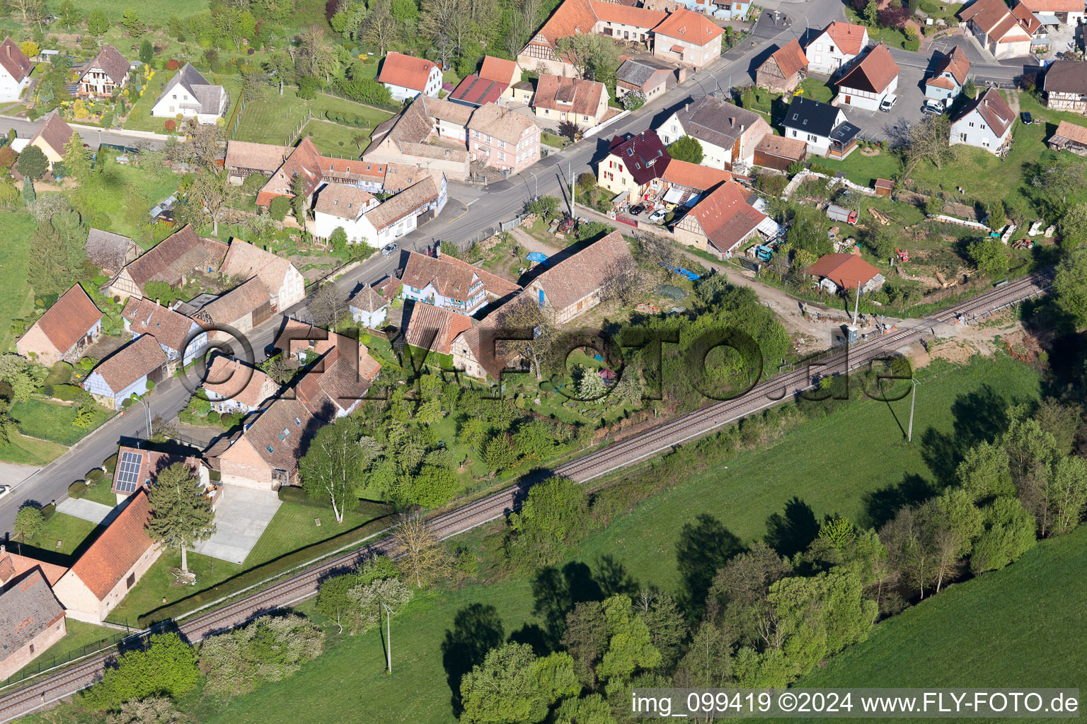 Uttenhoffen in the state Bas-Rhin, France viewn from the air