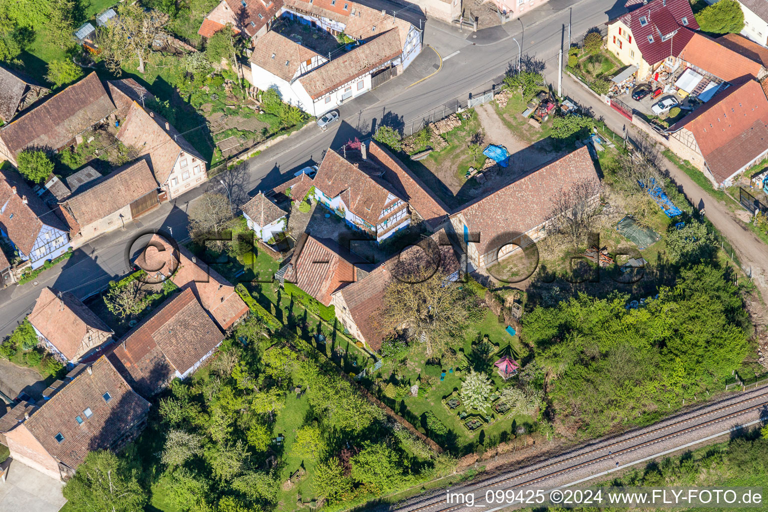 Building of the restaurant Jardins de la Ferme Bleue in Uttenhoffen in Grand Est, France