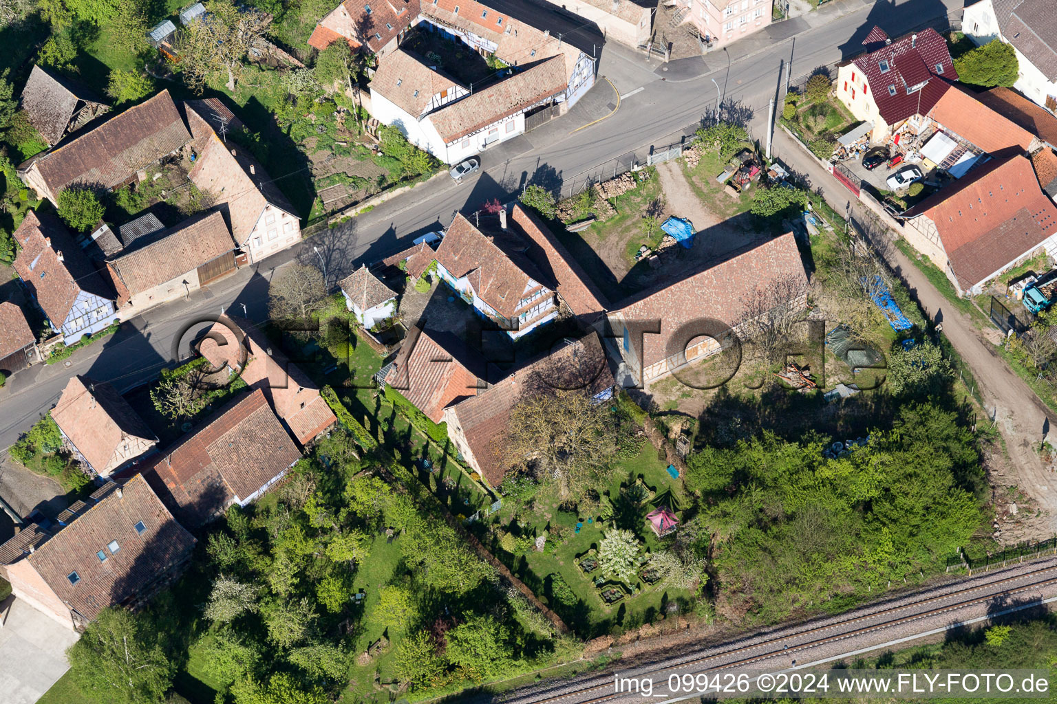 Aerial view of Uttenhoffen in the state Bas-Rhin, France