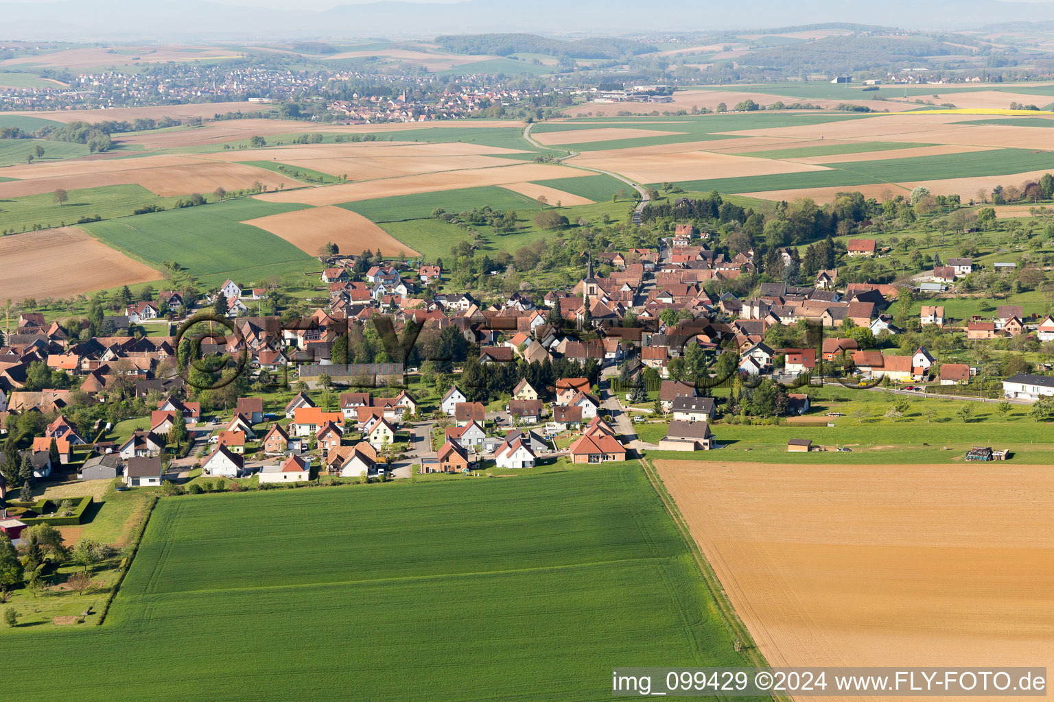 Uttenhoffen in the state Bas-Rhin, France from above