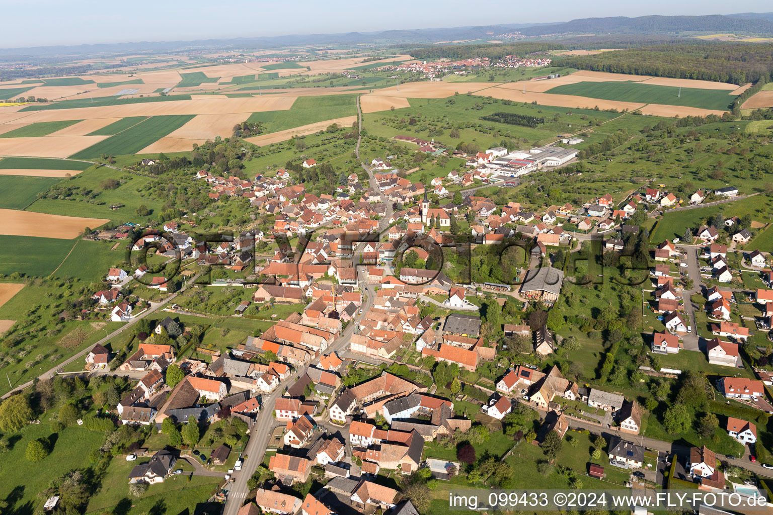 Aerial photograpy of Mietesheim in the state Bas-Rhin, France