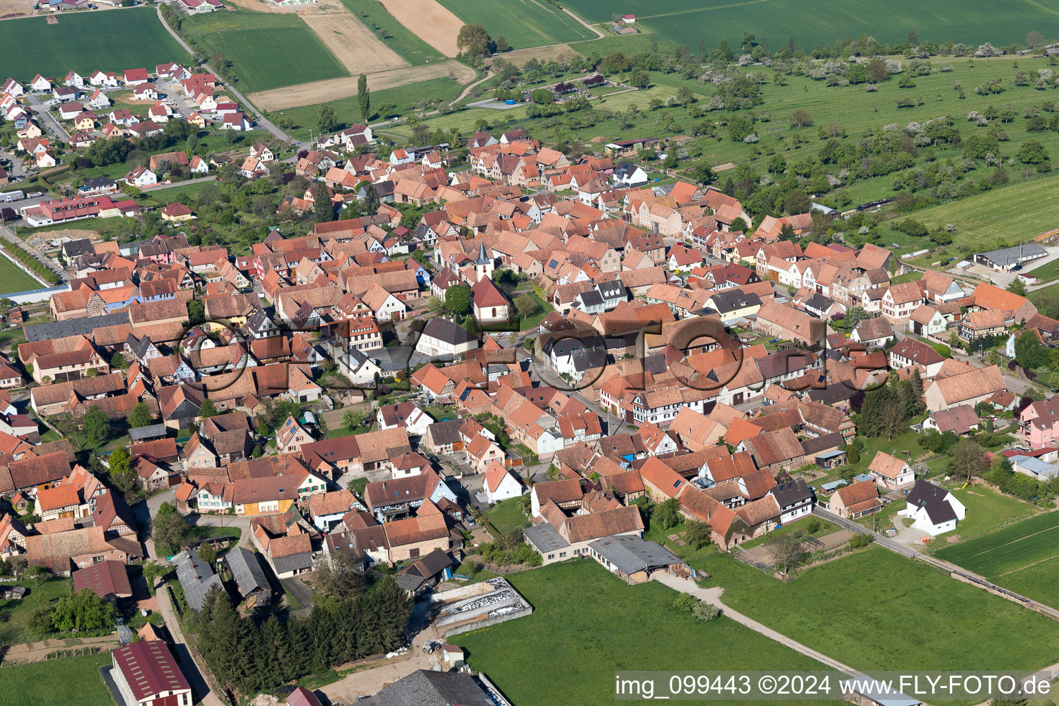 Aerial view of Uhrwiller in the state Bas-Rhin, France