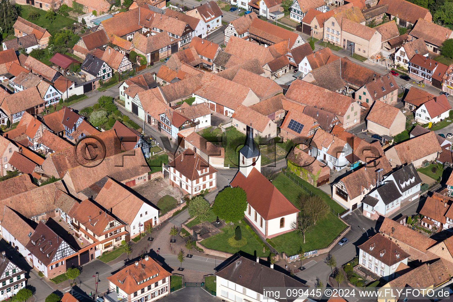 Church building in the village of in Uhrwiller in Grand Est, France