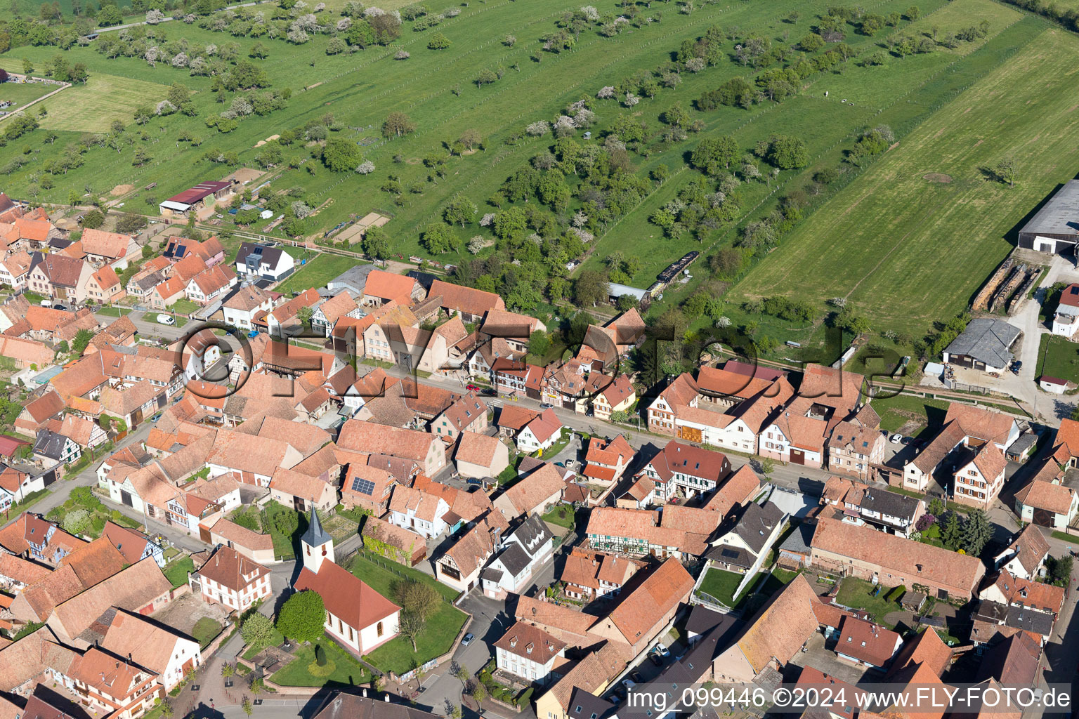 Oblique view of Uhrwiller in the state Bas-Rhin, France